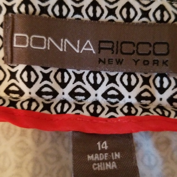 Donna Ricco Blue White  Geometric Print  Pants - Picture 6 of 6